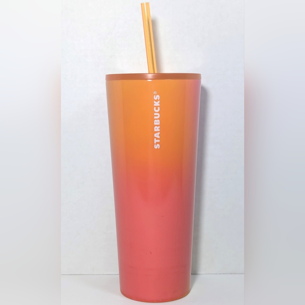 Starbucks 2022 Venti Stainless Steel Tumbler Mango Orange Pink Gradient 24oz